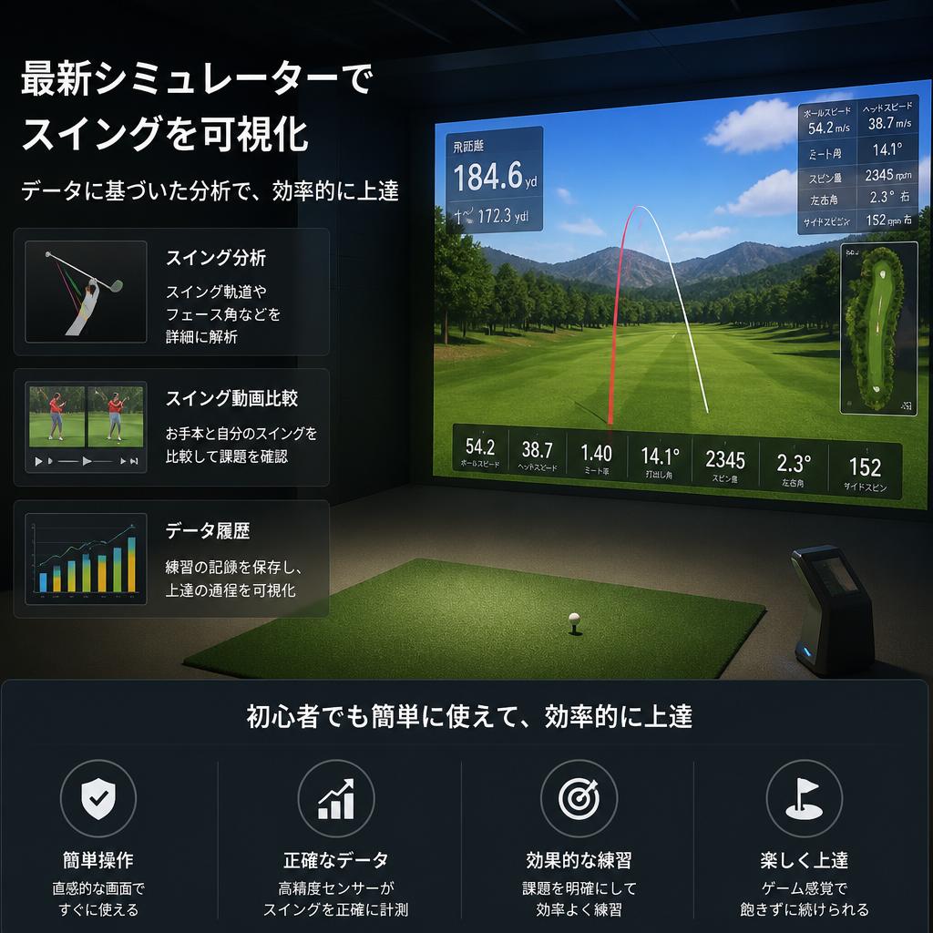 高性能シミュレーターでスイング診断
